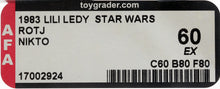 Load image into Gallery viewer, Star Wars 1983 Vintage Lili Ledy ROTJ Regreso 50 Back Nikto MOC AFA 60