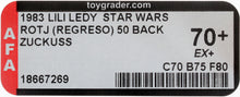 Load image into Gallery viewer, Star Wars 1983 Vintage Lili Ledy ROTJ Regreso 50 Back Zuckuss MOC AFA 70+