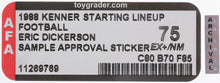 Load image into Gallery viewer, Starting Lineup SLU 1988 Kenner Eric Dickerson Sample Approval Sticker AFA 75