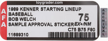 Load image into Gallery viewer, Starting Lineup SLU 1989 Kenner Bob Welch Sample Approval Sticker MOC AFA 75