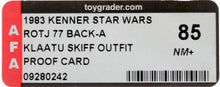 Load image into Gallery viewer, Star Wars 1983 Vintage Kenner ROTJ 77 Back A Klaatu Skiff Proof Card AFA 85