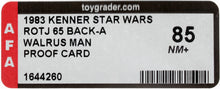 Load image into Gallery viewer, Star Wars 1983 Vintage Kenner ROTJ 65 Back A Walrus Man Proof Card AFA 85