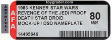 Load image into Gallery viewer, Star Wars 1983 Vintage Revenge of the Jedi Death Star Droid Mock-Up Proof AFA 80