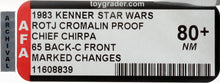 Load image into Gallery viewer, Star Wars ROTJ 65 Back C Chief Chirpa Front Cromalin w/Marked Changes AFA 80+
