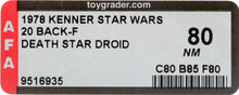 Load image into Gallery viewer, Star Wars 1978 Vintage Kenner 20 Back F Death Star Droid MOC AFA 80