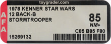 Load image into Gallery viewer, Star Wars 1978 Vintage Kenner 12 Back B Stormtrooper MOC AFA 85