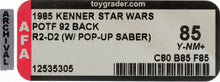 Load image into Gallery viewer, Star Wars 1985 Vintage Kenner POTF R2-D2 Pop-Up Saber MOC AFA Y-85