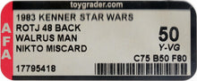 Load image into Gallery viewer, Star Wars 1983 Vintage Kenner ROTJ 48 Back Walrus Man/Nikto Miscard MOC AFA Y-50