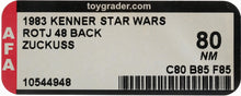 Load image into Gallery viewer, Star Wars 1983 Vintage Kenner ROTJ 48 Back Zuckuss MOC AFA 80