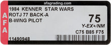 Load image into Gallery viewer, Star Wars 1984 Vintage Kenner ROTJ 77 Back A B-Wing Pilot MOC AFA Y-75