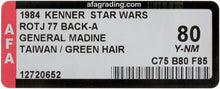 Load image into Gallery viewer, Star Wars 1984 Vintage Kenner ROTJ 77 Back A General Madine Green Hair MOC AFA Y-80