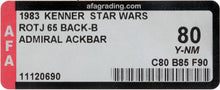 Load image into Gallery viewer, Star Wars 1983 Vintage Kenner ROTJ 65 Back B Admiral Ackbar MOC AFA Y-80