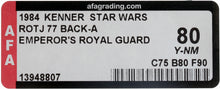 Load image into Gallery viewer, Star Wars 1984 Vintage Kenner ROTJ 77 Back A Emperor's Royal Guard MOC AFA Y-80