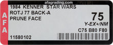 Load image into Gallery viewer, Star Wars 1984 Vintage Kenner ROTJ 77 Back A Prune Face MOC AFA Y-75
