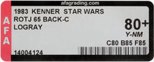 Load image into Gallery viewer, Star Wars 1983 Vintage Kenner ROTJ 65 Back C Logray MOC AFA Y-80+