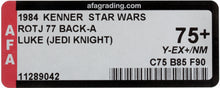 Load image into Gallery viewer, Star Wars 1984 Vintage Kenner ROTJ 77 Back A Luke Jedi MOC AFA Y-75+