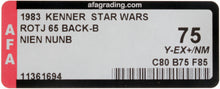 Load image into Gallery viewer, Star Wars 1983 Vintage Kenner ROTJ 65 Back B Nien Nunb MOC AFA Y-75