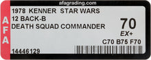 Load image into Gallery viewer, Star Wars 1978 Vintage Kenner 12 Back B Death Squad Commander MOC AFA 70