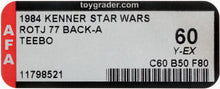 Load image into Gallery viewer, Star Wars 1984 Vintage Kenner ROTJ 77 Back A Teebo MOC AFA Y-60