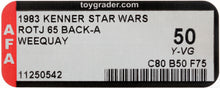 Load image into Gallery viewer, Star Wars 1983 Vintage Kenner ROTJ 65 Back A Weequay MOC AFA Y-50