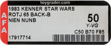 Load image into Gallery viewer, Star Wars 1983 Vintage Kenner ROTJ 65 Back B Nien Nunb MOC AFA Y-50