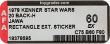 Load image into Gallery viewer, Star Wars 1978 Vintage Kenner 20 Back H Jawa Rectangle Ext. Stkr. MOC AFA 60