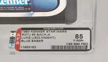 Load image into Gallery viewer, Star Wars 1983 Vintage Kenner ROTJ 65A Luke Skywalker Jedi Knight (blue saber) AFA 85 MOC