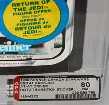 Load image into Gallery viewer, Star Wars 1983 ESB/ROTJ logo transition MOC At-At Driver AFA 80 (Canada)