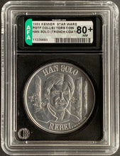 Load image into Gallery viewer, Star Wars 1984 Vintage Kenner POTF Coin Han Solo Trench Coat AFA 80+